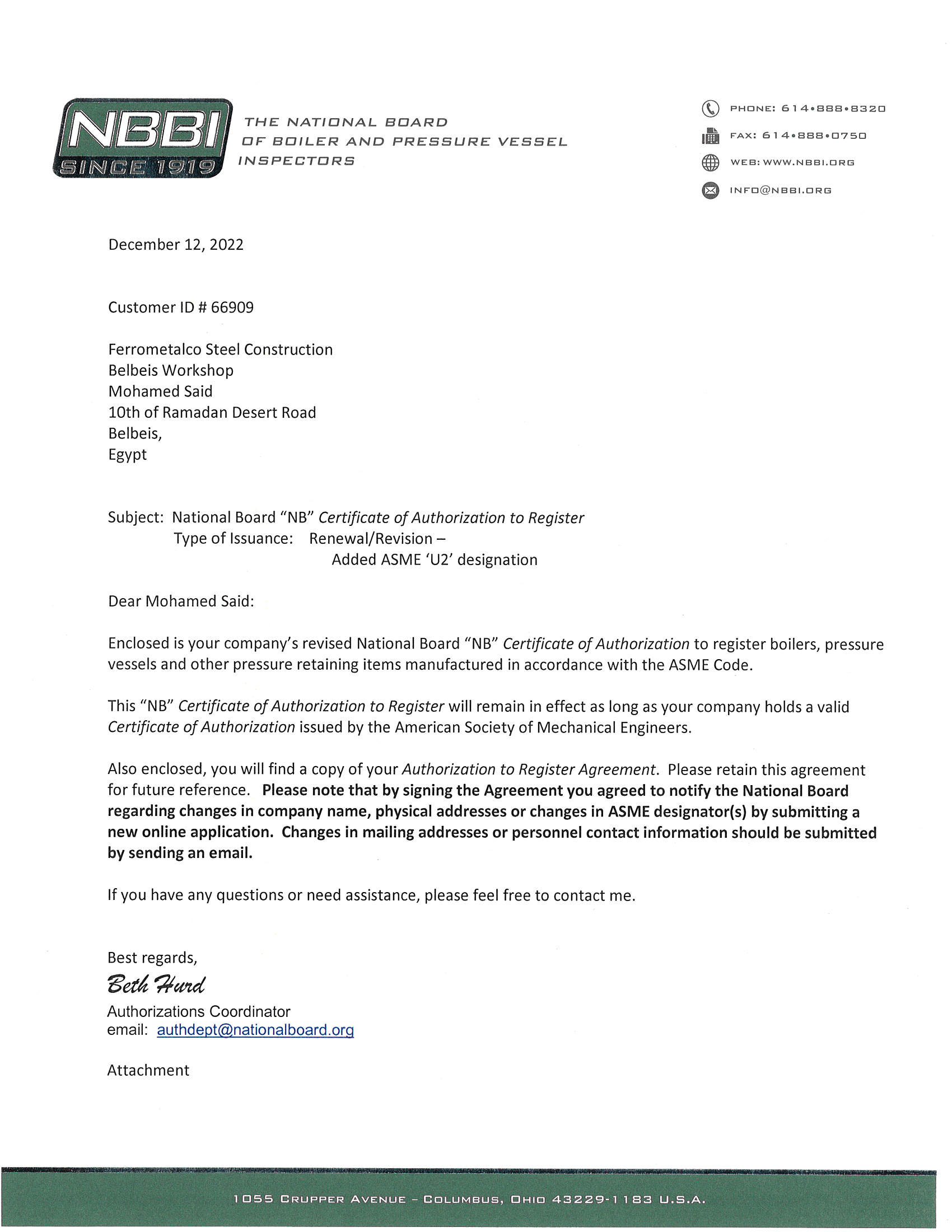 ASME Code Certification